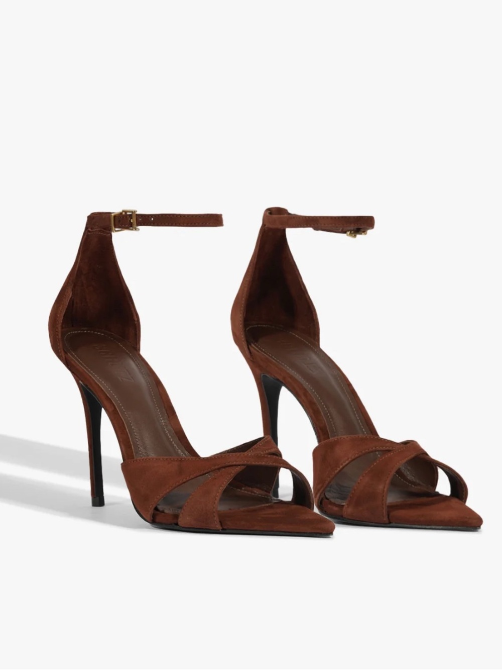 Shutz Hilda Leaf Brown Suede Heels